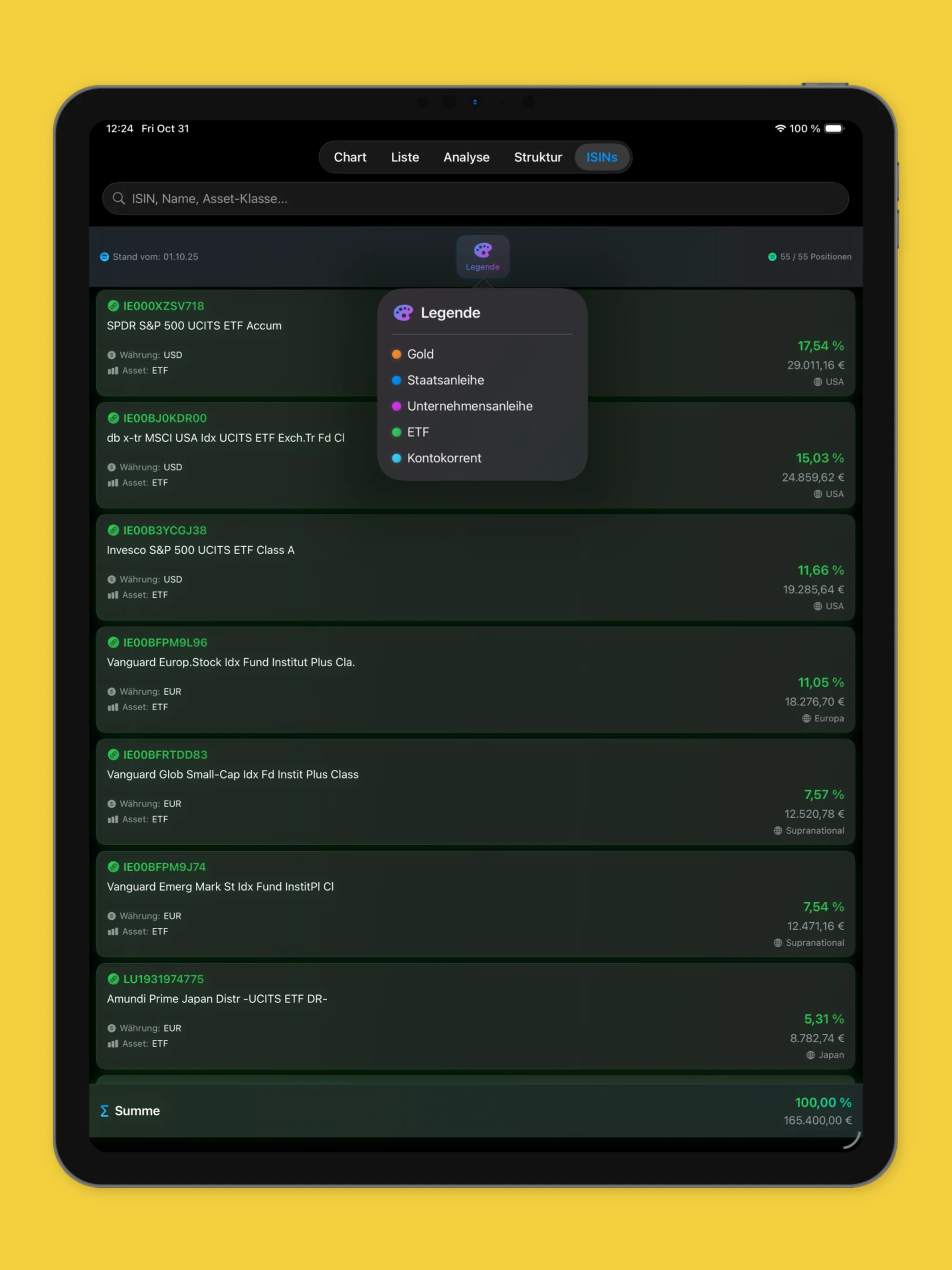 iPad App - ISIN Details
