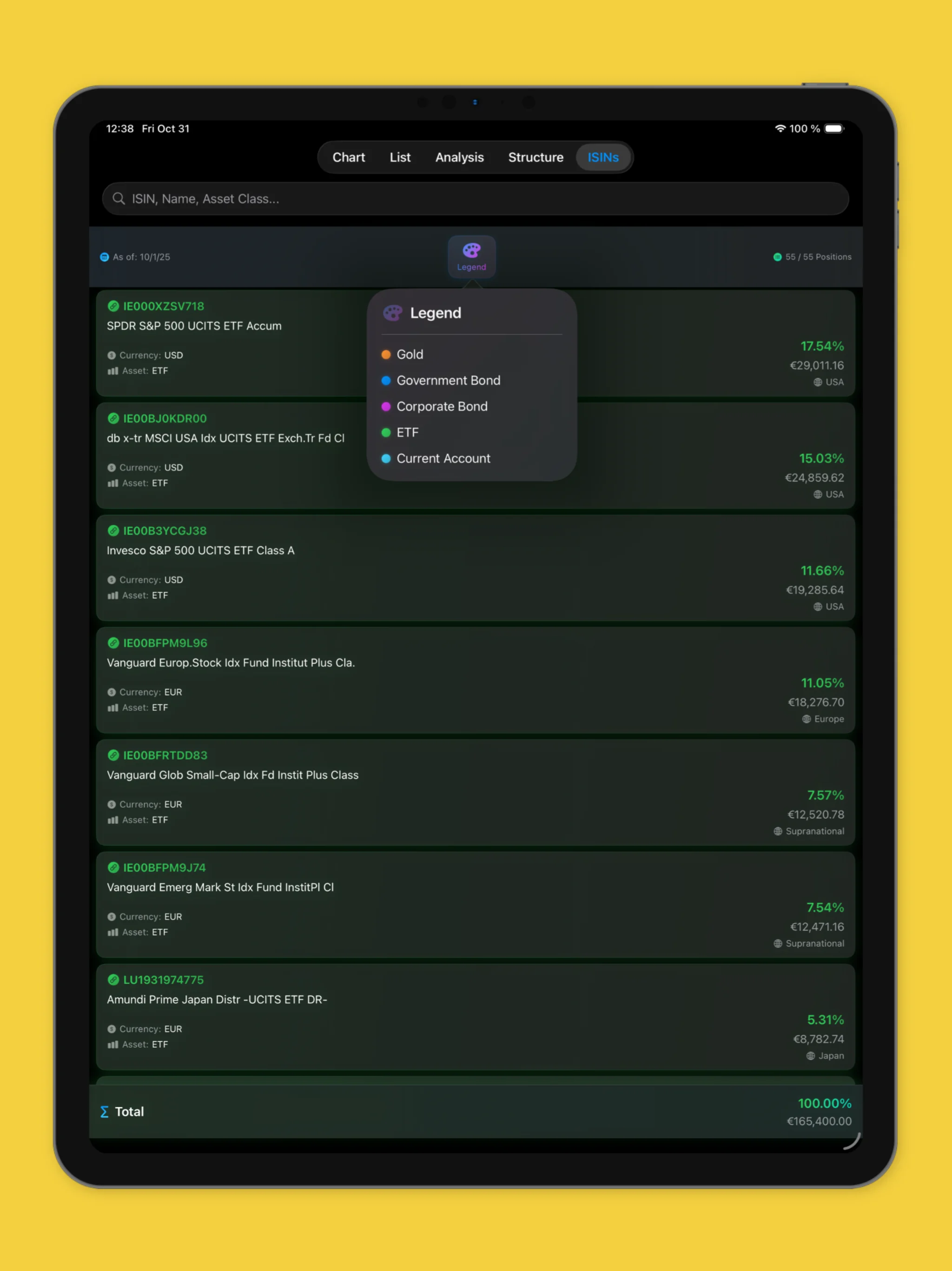 iPad App - ISIN Details